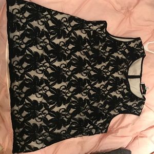 Black and nude lace top